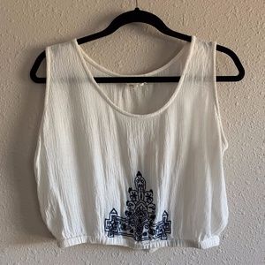 Boho Indie Crop-top type Shirt White and Blue
